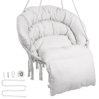VEVOR Hängesessel, 150 kg Tragkraft, Makramee-Hängesessel mit Kissen und Befestigungsmaterial, Schaukelstuhl aus Baumwollseil für Schlafzimmer, Balkon, Terrasse, Garten, Beige VEVOR Hängesessel, 150 kg Tragkraft, Makramee-Hängesessel mit Kissen und Befestigungsmaterial, Schaukelstuhl aus Baumwollseil für Schlafzimmer, Balkon, Terrasse, Garten, Beige