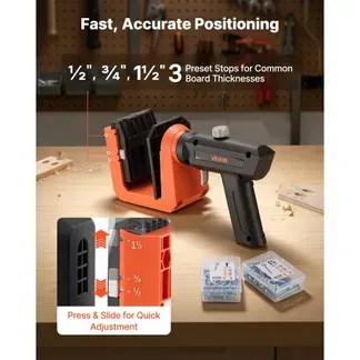 VEVOR Pocket Hole Jig, Taschenloch-Bohrschablone Set, 12,7, 19, 38,1 mm, 360° Drehbarer Griff, 260 Schrauben, C-Klemme, Anschlagring, Bohrer, Einfaches Spannen & Einstellen, Für Holzbearbeitung VEVOR Pocket Hole Jig, Taschenloch-Bohrschablone Set, 12,7, 19, 38,1 mm, 360° Drehbarer Griff, 260 Schrauben, C-Klemme, Anschlagring, Bohrer, Einfaches Spannen & Einstellen, Für Holzbearbeitung