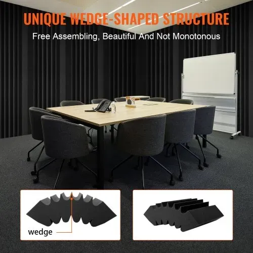 VEVOR Akustikschaumstoff Akustikpaneele 4er-Set, 42x16x30cm, selbstklebende schalldichte Wandplatten, Akustikplatte, Akustikschaumstoff-Matten für Studiowände & -decken, schwarz – Bild 5