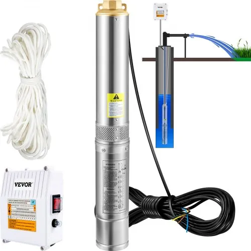 VEVOR 102 mm Tiefbrunnenpumpe 1100 W Brunnenpumpe 190 L/min Tauchpumpe max Förderhöhe 57m Rohrpumpe 230 V 50 Hz Sandpumpe IP68 Wasserpumpe 0-40°C Pumpe Ideal VEVOR 102 mm Tiefbrunnenpumpe 1100 W Brunnenpumpe 190 L/min Tauchpumpe max Förderhöhe 57m Rohrpumpe 230 V 50 Hz Sandpumpe IP68 Wasserpumpe 0-40°C Pumpe Ideal
