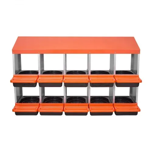 VEVOR Legenest 10 Fächer, Abrollnest aus Metall mit schützenden Auffangdeckeln, ausrollbare Legebox, Hühnernest, ideal für Hühner, Enten, Hähnchen & anderes Geflügel, 1320x525x790 mm – Bild 10