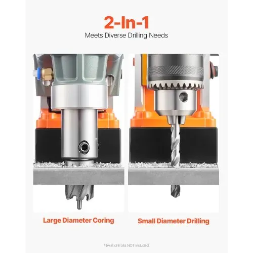 VEVOR Profi Kernbohrmaschine Magnetbohrmaschine Magnetkraft 12500 N, 850 U/min 1450 W Magnetbohrmaschine 40 mm Max. Bohrdurchmesser, Magnetkernbohrsystem für Schiffsbau, Brückenbau usw. Orange – Bild 2