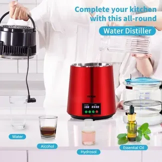 VEVOR Wasser Destillierer 1L / H Haushalt Rotes Wasserdestilliergerät Destilliertes Wasser herstellen 750 W, Doppelter Bildschirm Edelstahl Distilleranlage mit Glaskanne Reinwasser destilieren VEVOR Wasser Destillierer 1L / H Haushalt Rotes Wasserdestilliergerät Destilliertes Wasser herstellen 750 W, Doppelter Bildschirm Edelstahl Distilleranlage mit Glaskanne Reinwasser destilieren