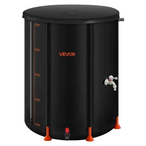 VEVOR Regentonne faltbar, 201 L tragbares Regenfass, Regenwassertank, 1000D PVC-Regenwassersammelsystem, Wassertank, Regenwassertonne mit Zapfhahn und Überlaufset, Schwarz – Bild 9