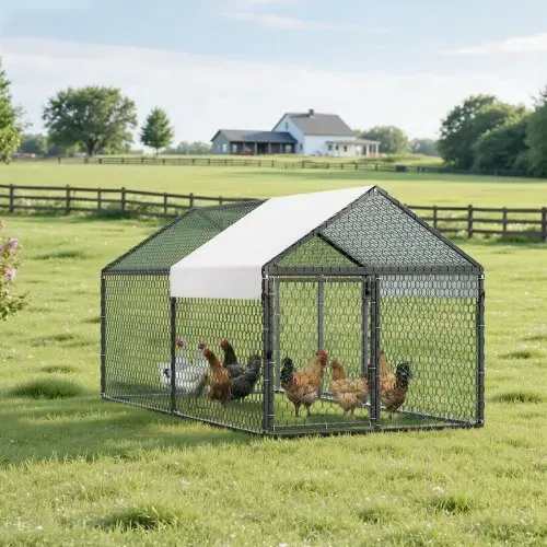 VEVOR Hühnerstall, 1x2x1 m, Hühnerhaus mit Wasserdichter Abdeckung & Doppeltüren, Freilaufgehege mit Spitzdach, Kompatibel mit Holzställen, Geflügelstall für Kaninchen, Hühner, Gänse & Enten – Bild 7