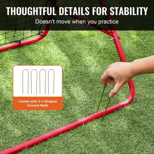 VEVOR Fußball Rebound Netz Tragbares Prellwand Fußball 48 x 48 mm, Rebounder Fußball Eisenrohr & PE-Netz Kinder & Jugendliche Fußballtor Rebounder Kicker für Fußball Training – Bild 5