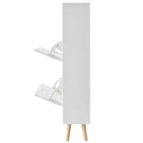 VEVOR Schuhschrank Schmal, Schuhregal Weiß, 800 x 237 x 1205 mm Schuhkipper mit 2 Klappen + oberem Staufach, Schuhkommode 68 kg Tragfähigkeit, Aufbewahrungsschrank Schuh Massivholz für Flur, Outdoor – Bild 10