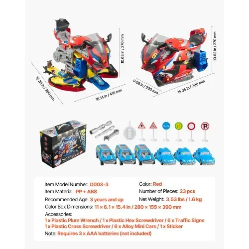 VEVOR Motorradmotor-Spielzeug, 25-teilig, Motorradmechaniker-Spielzeug mit abnehmbaren Teilen, Lichtern & Geräuschen, simuliertes Fahren & Rennstreckenrennen, für Kinder ab 3 Jahren, Rot – Bild 6