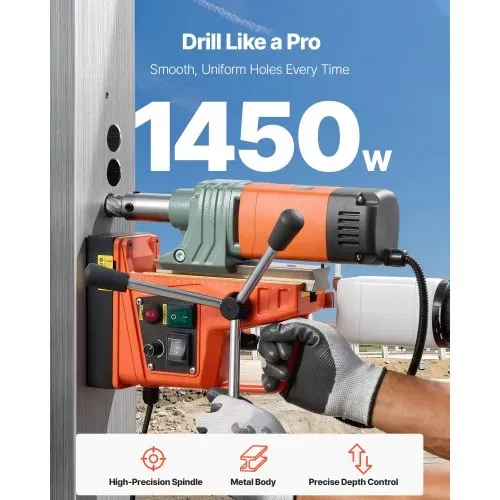 VEVOR Magnetbohrmaschine, 1450-W-Motor, 50 mm Kernbohrdurchmesser, 13000 N Magnetkraft, Elektrische Kernbohrmaschine mit 6 Kernbohrern, Variable Drehzahl, Bohrmaschine für Metalloberflächen VEVOR Magnetbohrmaschine, 1450-W-Motor, 50 mm Kernbohrdurchmesser, 13000 N Magnetkraft, Elektrische Kernbohrmaschine mit 6 Kernbohrern, Variable Drehzahl, Bohrmaschine für Metalloberflächen
