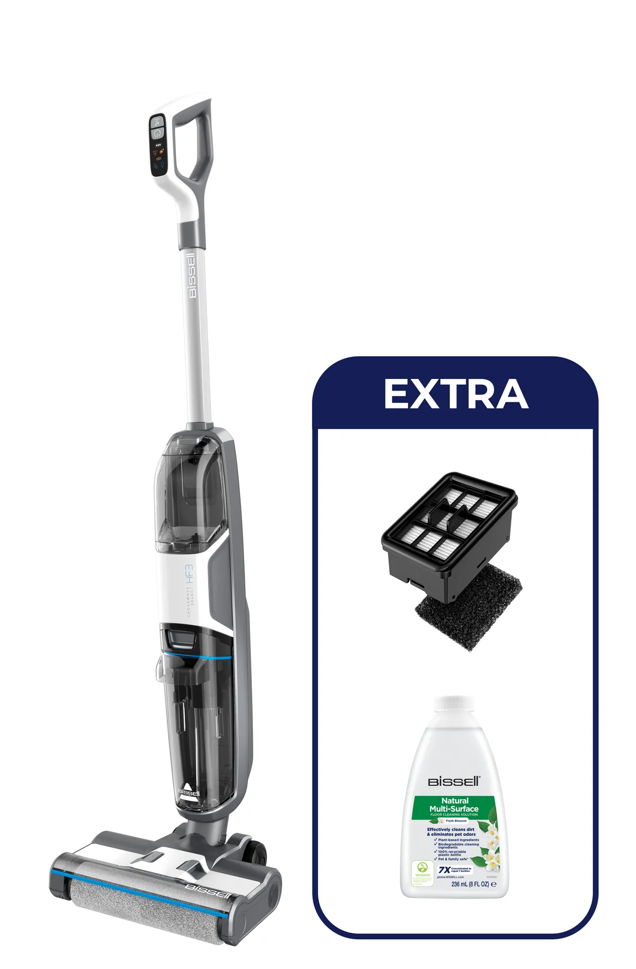 Bissell CrossWave HF3 Cordless Select Standstaubsauger Akku Trocken&Nass Beutellos 0 l 255 W Grau, Weiß Bissell CrossWave HF3 Cordless Select Standstaubsauger Akku Trocken&Nass Beutellos 0 l 255 W Grau, Weiß