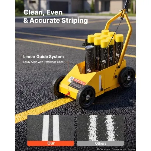 VEVOR Markierungswagen Linien-Markiergerät Linemarker 9 Spraydosen Gelb, Bodenmarkierung für Parkplatz Werkstatt Straße Einkaufszentrum Sportplatz 50–100 mm Einstellbare Linienbreite mit Adapterdüse VEVOR Markierungswagen Linien-Markiergerät Linemarker 9 Spraydosen Gelb, Bodenmarkierung für Parkplatz Werkstatt Straße Einkaufszentrum Sportplatz 50–100 mm Einstellbare Linienbreite mit Adapterdüse