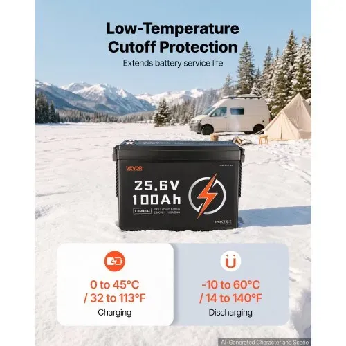 VEVOR LiFePO4 Batterie 24 V 100 Ah 100 A Lithiumbatterie für Elektromotoren Wohnmobile Campingwagen Solaranlagen und Elektromotoren, mit Niedertemperaturschutz Tragbarem Design und Leichtbauweise – Bild 2