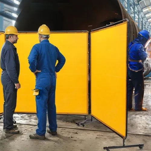 VEVOR 3-Panel-Schweißvorhang 1,8 x 1,8 m Schweißschutzvorhang aus Flammhemmendem Vinyl Schweißschutzwand mit 4 Schwenkrädern und einem 6-stufigen UV-Schutz Schweißerdecke Schweißschutz Gelb – Bild 7