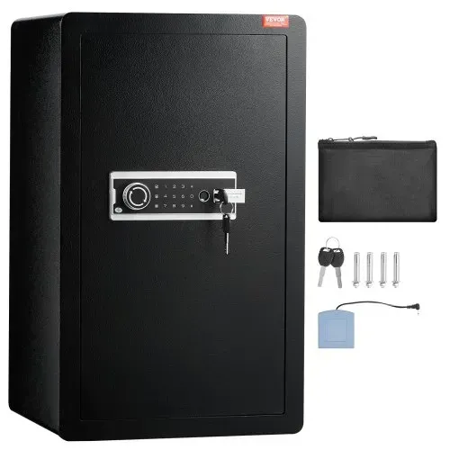 VEVOR Safe Tresor mit feuerfester Geldtasche, Einzeltür-Safe 113 L, 2 Trennwände, digitaler Möbeltresor mit Schlüssel, Code und Fingerabdruck, Wertsachenbox für Geld und Schmuck, Geldtresor Schwarz – Bild 8