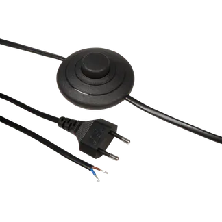 Euro-Netzkabel McPower mit Fußschalter und blanken Enden, 2m, schwarz Euro-Netzkabel McPower mit Fußschalter und blanken Enden, 2m, schwarz