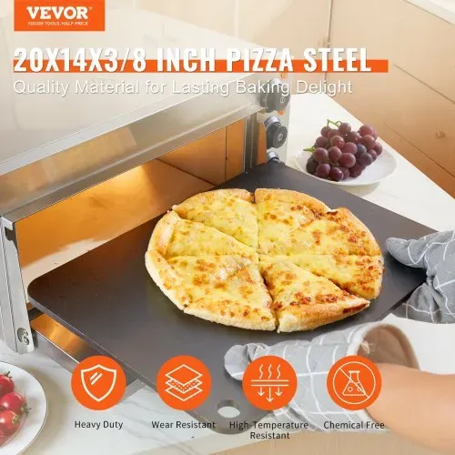 VEVOR Pizzastein Pizzastahl 508 x 355 x 10 mm, Pizzastahlplatte für den Ofen, Vorgewürzter Pizza-Backstein aus Q235-Kohlenstoffstahl mit Höherer Leitfähigkeit für Restaurants, Cafés, Straßenläden VEVOR Pizzastein Pizzastahl 508 x 355 x 10 mm, Pizzastahlplatte für den Ofen, Vorgewürzter Pizza-Backstein aus Q235-Kohlenstoffstahl mit Höherer Leitfähigkeit für Restaurants, Cafés, Straßenläden