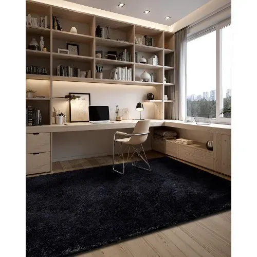 VEVOR Hochflor Teppich 3048x2438 mm, flauschiger Teppich mit dreilagigem Material, 35 mm Florhöhe, für Wohnzimmer, Schlafzimmer, Loungebereich, fusselfrei und weich, pflegeleicht, Schwarz – Bild 4