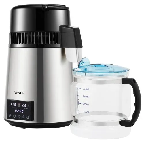 VEVOR Wasser Destilliergerät mit Temperaturregelung, 4 L Destillierer Edelstahl 1750W Wasserdestilliergerät Reine Wasser Distiller mit Glaskanne, 1,5 L/Std. Destillationsapparatur Water Distiller – Bild 9