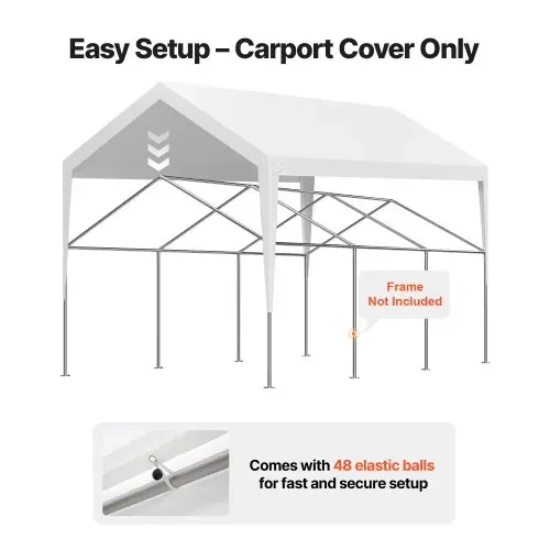 VEVOR Carport-Ersatzdach, 3,65 x 6,09 m, tragbare Garagenzeltplane, UV-beständige Autounterstandsplane, strapazierfähige Carport-Abdeckung, weiß, Rahmen nicht im Lieferumfang enthalten – Bild 4