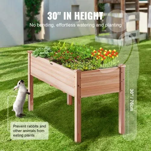 VEVOR Hochbeet Holz Pflanzkübel mit Ablage Blumenkasten 100kg Tragfähigkeit Garten Pflanzkasten Terrassen Gemüsebeet Gartenbeet Pflanzbeet 120x58x76cm ideal für den Anbau von Gemüse Obst Kräutern – Bild 5