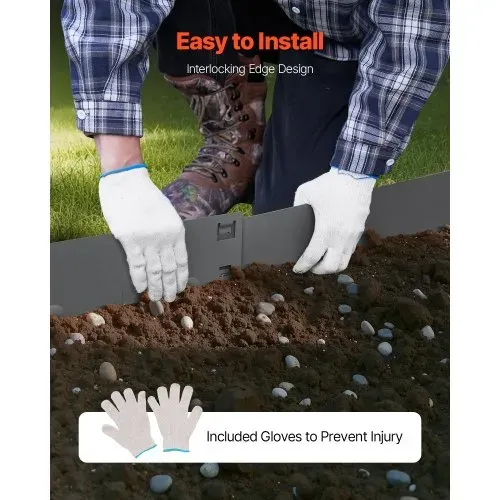VEVOR Rasenkante 5er-Pack, Beeteinfassung 990x156 mm, Metall-Beetumrandung, biegbare Garteneinfassung, robuste Gartenpalisade, einfach zu installieren, Blumenbeet-Gartenweg-Teiler, dunkelgrau – Bild 4