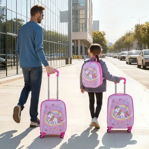 VEVOR 2 tlg. Kinderkoffer Set, 457,2 mm, Hartschalenkoffer mit Rollen & Rucksack, Kindertrolley, Kids Suitcase, perfekte Geschenke für Jungen und Mädchen, praktisch für Reisen & Fliegen (Einhorn) – Bild 7