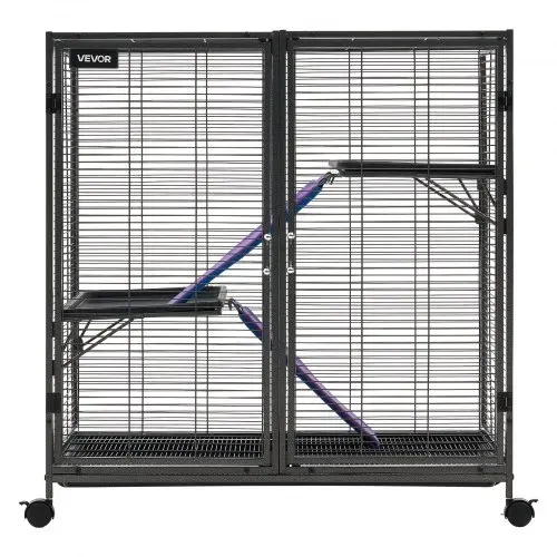 VEVOR Kleintierkäfig Metall Frettchenkäfig Kleintiergehege 90x58x96 cm, Frettchen Chinchillas Gleithörnchen Meerschweinchen & Kaninchen 3-Stöckig 13,97 mm Drahtabstand Feststellbare Schwenkrolle – Bild 8