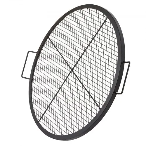 VEVOR X-Marks Feuerstellen-Grillrost, Φ 760 x 25 mm Lagerfeuer-BBQ-Grillrost aus Stahl mit Griff und Stütz-X-Draht, Tragbares Camping-Kochgeschirr für Partys und Zusammenkünfte im Freien, Schwarz – Bild 9