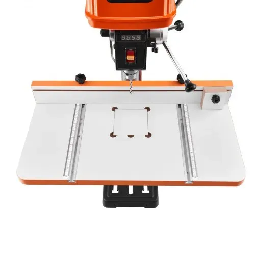 VEVOR Tisch für Säulenbohrmaschine, Bohrtisch 600 x 298 mm, mit verstellbarem Anschlag & Anschlagblock, T-Nuten, MDF-Tischplatte, Skala, Unterstützung für mehrere Klemmen & Schraubstöcke – Bild 10