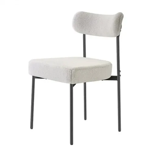 VEVOR moderner Esszimmerstuhl (4 Stk.) Sherpa-Beistellstuhl (136 kg belastbar) für Esstische, platzsparender Küchentischstuhl mit geschwungener Rückenlehne & schwarzen Metallbeinen, Weiß Cafeteria – Bild 8