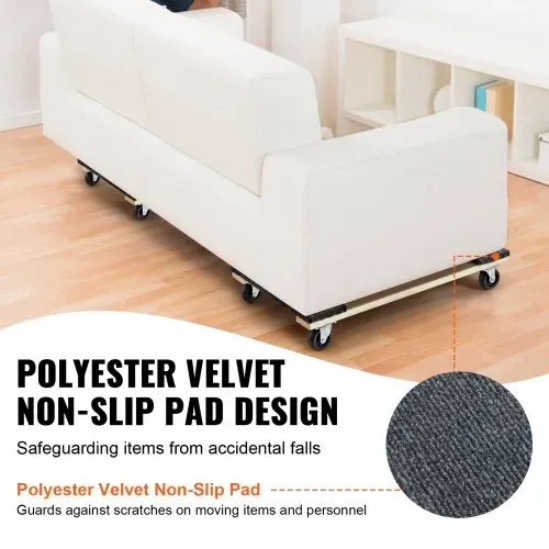 VEVOR Möbelwagen, Möbelwagen, 4 Räder, tragbare bewegliche Rollen, robust, ineinandergreifend, klein, flach, für schwere Möbel, 2 Stück, 40,6 x 27,9 cm, 227,8 kg Kapazität, schwarz – Bild 2