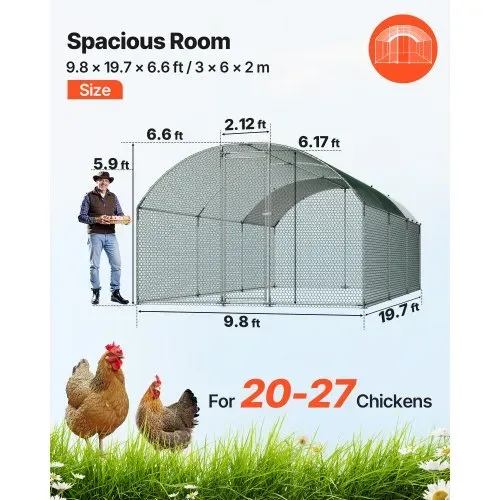 VEVOR Hühnerstall, 3x6x2 m, begehbarer Hühnerauslauf mit Abdeckung, Hühnerhaus mit Kuppeldach & Sicherheitsschloss, Enten- & Kaninchenkäfig, Geflügelgehege für Hinterhof, Bauernhof, Hof VEVOR Hühnerstall, 3x6x2 m, begehbarer Hühnerauslauf mit Abdeckung, Hühnerhaus mit Kuppeldach & Sicherheitsschloss, Enten- & Kaninchenkäfig, Geflügelgehege für Hinterhof, Bauernhof, Hof