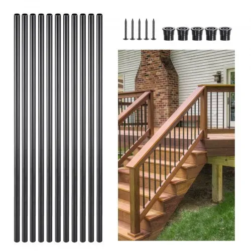 VEVOR Geländerstab, 51er-Set, φ19x914 mm Aluminium-Treppenbaluster, Zierstab, runder Stab, Hohldeckgeländer mit Geländerkappen und Schrauben für Treppen, Veranda, Terrasse, Zaun, schwarz – Bild 8