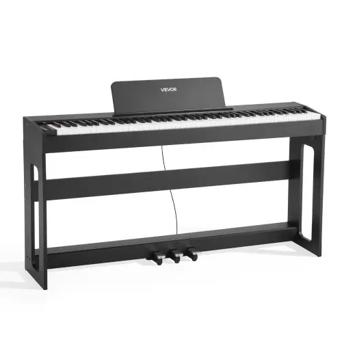 VEVOR Digitalpiano, 88 Tasten vollgewichtet anschlagdynamisch, E-Piano mit Möbelständer, Netzadapter, Dreifachpedal, Aufnahmefunktion, 280 Töne, Kabellose Verbindung, für Anfänger, Schwarz – Bild 9