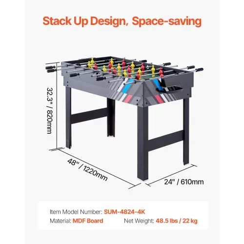 VEVOR 4 in 1 Kombi-Spieltisch-Set Airhockey-Tisch (122 cm), Multi-Kombinationstisch mit Airhockey & Pool-Billard & Tischfußball & Pingpong & Pushern & Pucks, Arcade-Tisch für Familienspielzimmer – Bild 6