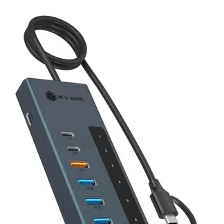 ICY BOX IB-HUB1742CR-C2PD, 11-in-1 HUB mit PD Ports und Cardreader, USB 3.2 Gen 2 10 Gbit/s ICY BOX IB-HUB1742CR-C2PD, 11-in-1 HUB mit PD Ports und Cardreader, USB 3.2 Gen 2 10 Gbit/s