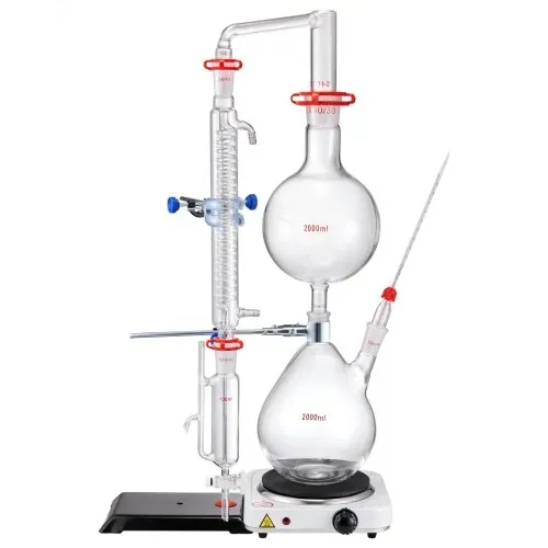 VEVOR Destillationsset für Ätherische Öle, 2000-ml-Destillationsgerät, 3,3-Boro-Laborglas-Destillationsset mit 1500-W-Heizplatte und 24-, 40-Verbindung, 28-teiliges Set – Bild 10