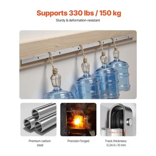 VEVOR Schiebetürsystem 2,44 m, Schiebetürbeschlag, Tragkraft 150 kg, kompatibel mit 107 bis 122 cm Breite & 34,92 bis 44,45 mm Dicke, langlebige Schiene & J-förmige Rolle VEVOR Schiebetürsystem 2,44 m, Schiebetürbeschlag, Tragkraft 150 kg, kompatibel mit 107 bis 122 cm Breite & 34,92 bis 44,45 mm Dicke, langlebige Schiene & J-förmige Rolle