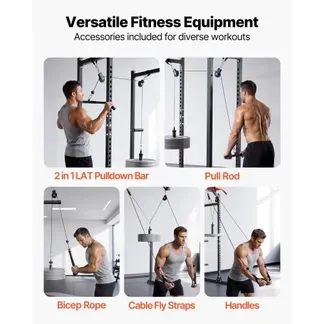 VEVOR Kabelzug, 2 Stück Latzug bis 150 kg Belastbar, Krafttrainingsgerät mit Latzugstange Seilzug, Übungen für Arme Rücken Schultern, Pulley System DIY Latzugturm für Heimtrainer Fitnesscenter Zuhause VEVOR Kabelzug, 2 Stück Latzug bis 150 kg Belastbar, Krafttrainingsgerät mit Latzugstange Seilzug, Übungen für Arme Rücken Schultern, Pulley System DIY Latzugturm für Heimtrainer Fitnesscenter Zuhause