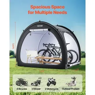 VEVOR Fahrradzelt, 4 bis 5 Fahrräder, geräumige Fahhrradgarage mit belüftetem Fenster, fächerförmige Fahrradschuppe mit hochfestem Fiberglas & Doppeltür, 1706x2133x1524 mm VEVOR Fahrradzelt, 4 bis 5 Fahrräder, geräumige Fahhrradgarage mit belüftetem Fenster, fächerförmige Fahrradschuppe mit hochfestem Fiberglas & Doppeltür, 1706x2133x1524 mm
