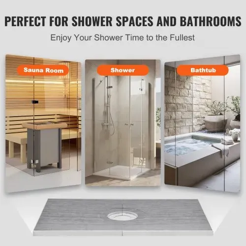 VEVOR Duschrand-Set, 1219 x 1828 mm Duschwannen-Set mit 160 mm zentralem Abfluss, leichte EPS-Duschinstallations-Sets mit 2 wasserdichten Tüchern, Duschwannen-Neigungsstangen passend für Badezimmer – Bild 5
