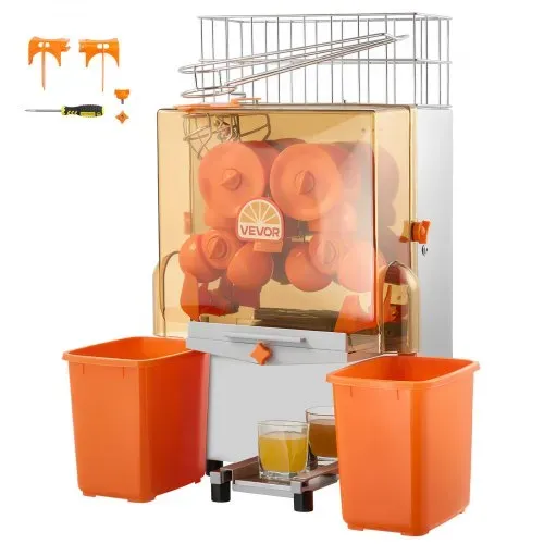 VEVOR Gewerbliche Orangenpresse Elektrische Zitruspresse 120 W Edelstahl, Saftpresse für bis zu 20 Orangen pro Minute, Entsafter für Zitronen Zitrusfrüchte mit 2 Schalen-Auffangbehältern (Kunststoff) – Bild 8