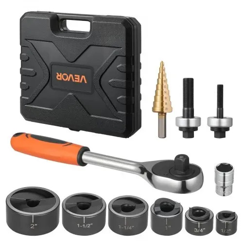 VEVOR 22,5-61,5 mm SLUG-Buster Ratschen-Ausbrechset, Ratschenschlüssel-Ausbrechstanzer-Sets für Aluminium, Weichstahl, Fiberglas, Kunststoffe, 6 Matrizengrößen, 40Cr Stahl Ko-Werkzeugsatz – Bild 8