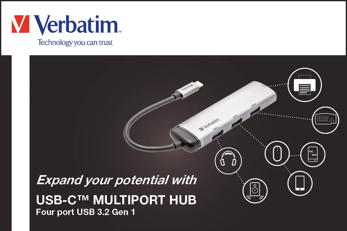 Verbatim USB-C Multiport-Hub 4-Port USB 3.2 Gen 1 – Bild 6