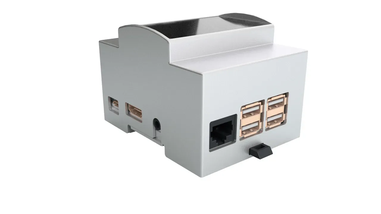 Raspberry Pi 4 Zubehör – Gehäuse Hutschiene / DIN Rail mit Fenster grau für Pi 4B Raspberry Pi 4 Zubehör – Gehäuse Hutschiene / DIN Rail mit Fenster grau für Pi 4B