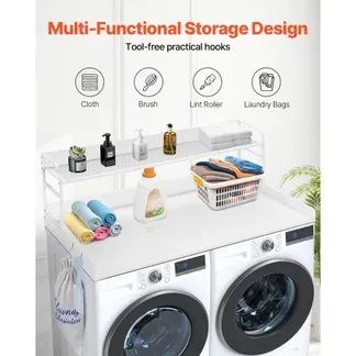 VEVOR Arbeitsplatte für Waschmaschine und Trockner mit 2-stufigem Regal (1370 x 700 x 419 mm) Trommelregal mit Anti-Rutsch-Pads, wasserabweisende Wäscheauflage für Aufbewahrung weiß VEVOR Arbeitsplatte für Waschmaschine und Trockner mit 2-stufigem Regal (1370 x 700 x 419 mm) Trommelregal mit Anti-Rutsch-Pads, wasserabweisende Wäscheauflage für Aufbewahrung weiß