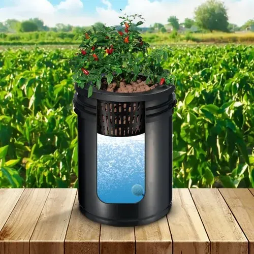 VEVOR RDWC Hydrokultur-Anbausystem, Hydrokultur-Anbauset mit Top Drip, Umwälz-Tiefwasserkultur, 4 Schnallen und 1 Reservoir, mit Luftpumpe und Wasserstandsanzeige für Blattgemüse – Bild 7