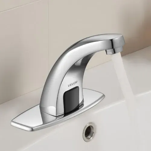 VEVOR berührungsloser Waschtischhahn (verchromtes Silber) Badezimmer, automatische Waschtischarmatur, Sensorhahn mit Lochabdeckung, batteriebetriebener Wasserhahn Toilettenhahn Waschbeckenarmatur – Bild 7