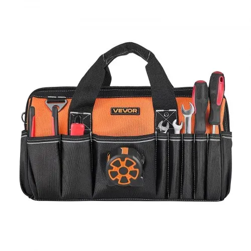 VEVOR Werkzeugtasche 40x23x22cm, Aufbewahrungstasche mit 14 Innen- & 19 Außenfächern, Wasserfester Werkzeug-Organizer aus Polyester mit Schultergurt & Reißverschluss, Werkzeugbeutel für Handwerker – Bild 8