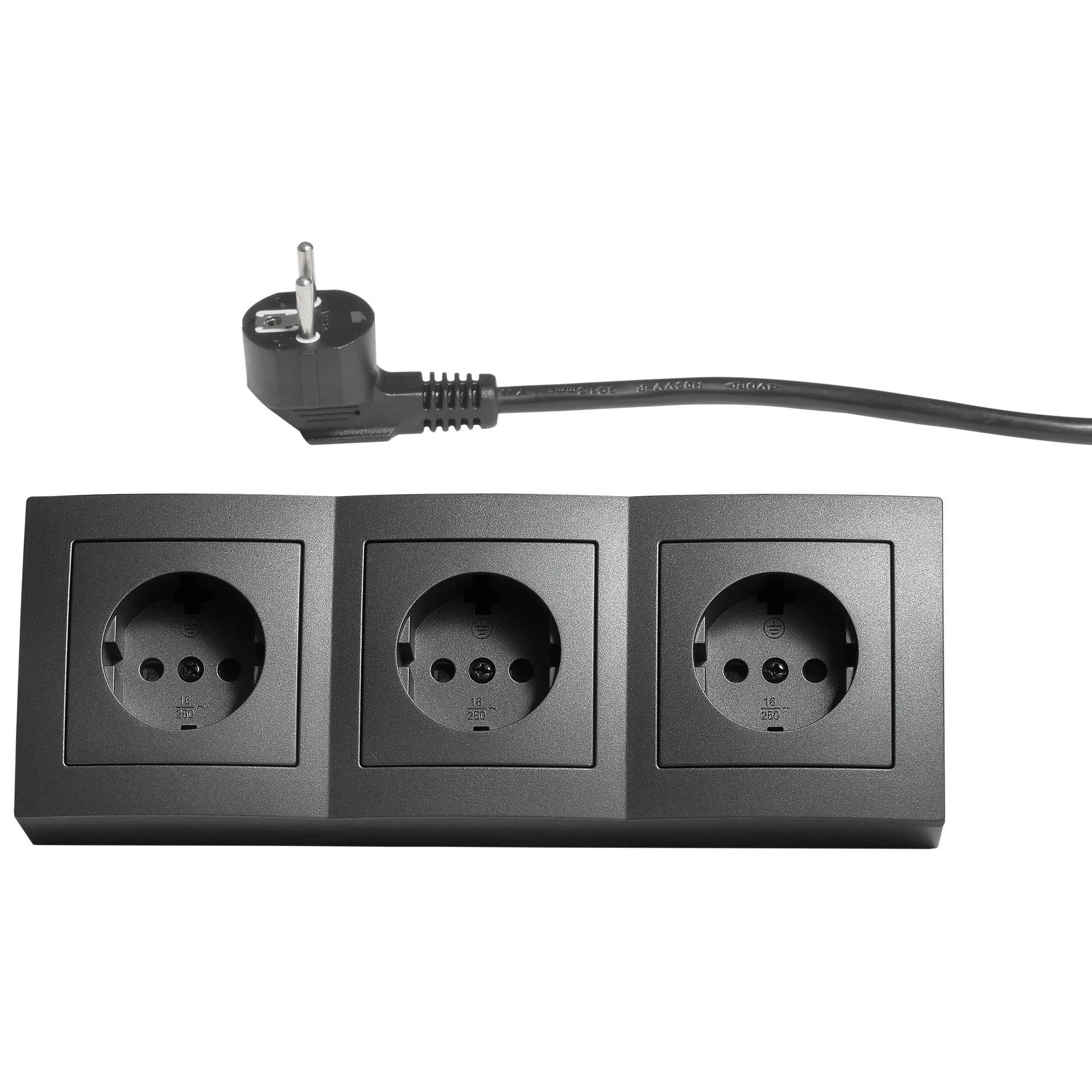 Steckdosenblock McPower ''Flair'' 250V~/16A, anthrazit, 3-fach, 2m Kabel+ Stecker – Bild 2